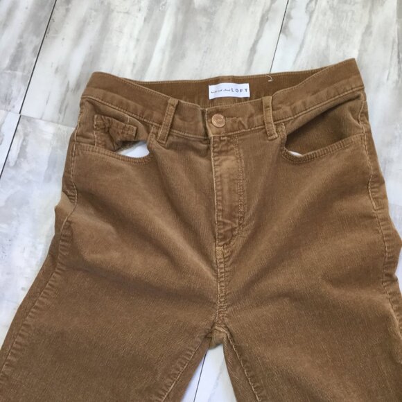 Made and Loved Loft High Waist Skinny Caramel Corduroy Pant 27/4 - Picture 2 of 7